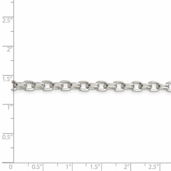 4.4mm, Sterling Silver Oval Solid Rolo Chain Necklace, 16 Inch